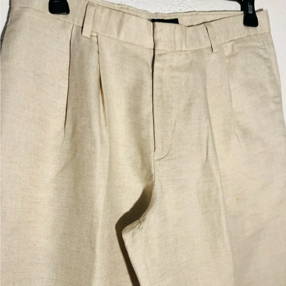Dockers Beige Linen Cotton Blend Classic Pleated Preppy Casual Pants Size 34x32